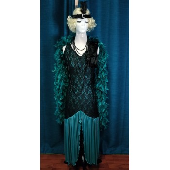 Teal & Black Lace Gatsby Dress #1 ADULT HIRE